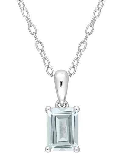 Rina Limor Silver 0.95 Ct. Tw. Aquamarine Solitaire Heart Pendant Necklace - Metallic