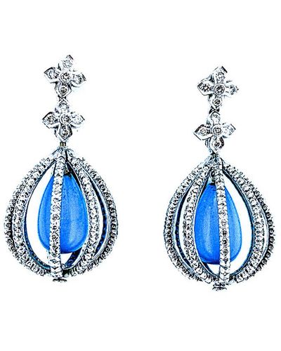 Arthur Marder Fine Jewelry 18k 3.50 Ct. Tw. Diamond & Turquoise Earrings - Blue