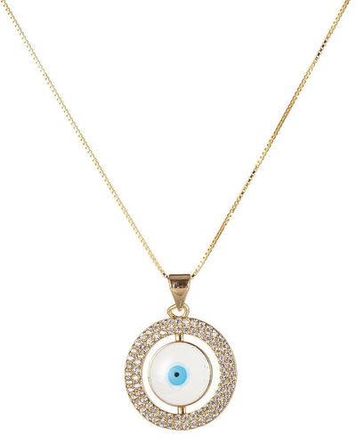 Eye Candy LA Silver Cz Isla Evil Eye Pendant Necklace - Metallic