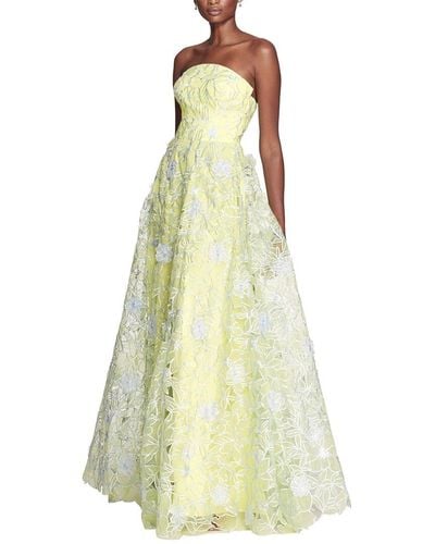 Marchesa Cutwork 3d Gown - Yellow