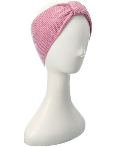 Phenix Ribbed Bow Cashmere Headband - Pink