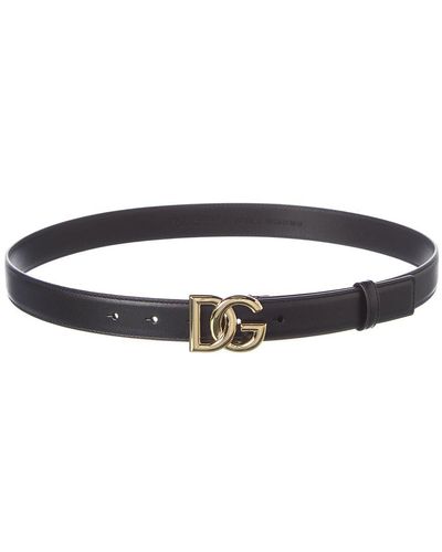Dolce & Gabbana Dg Logo Leather Belt - Black