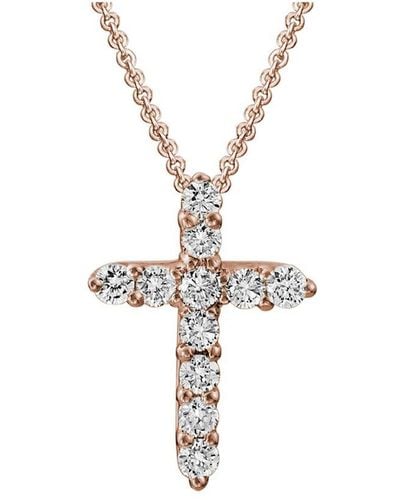 Diamond Select Cuts 14k Rose Gold 0.26 Ct. Tw. Diamond Cross Necklace - White