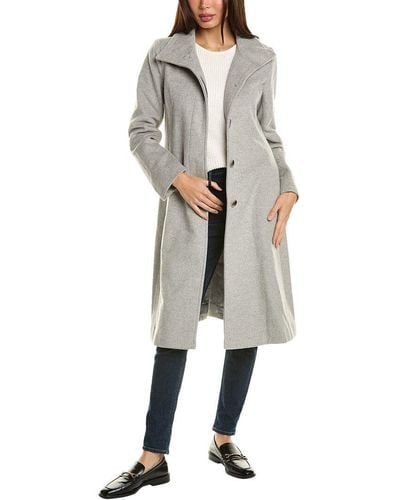 Cole Haan Button Front Wool-blend Coat - Grey