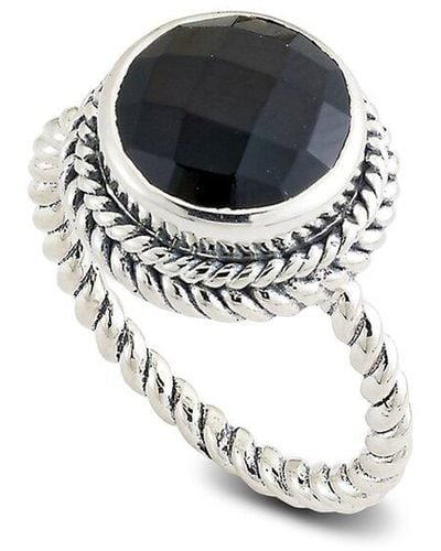 Samuel B. Silver 2.55 Ct. Tw. Black Onyx Round Ring - White
