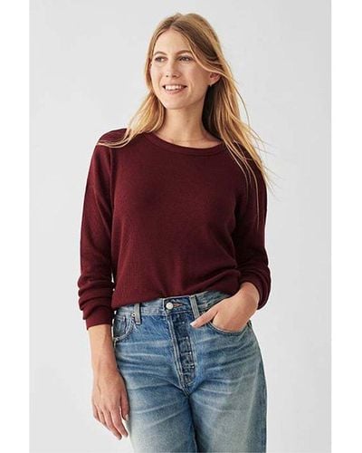 Faherty Waffle Layering Sweater - Red