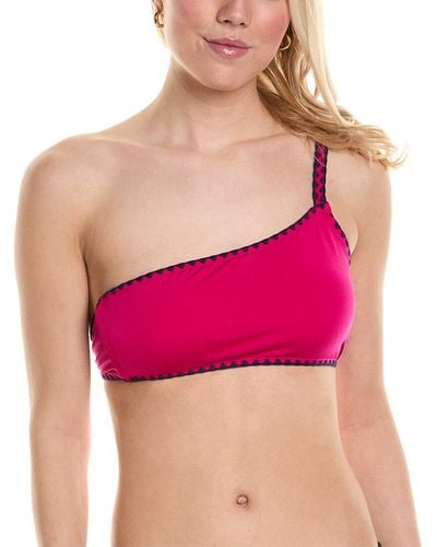 Lucky Brand Asymmetrical Bralette Bikini Top - Pink