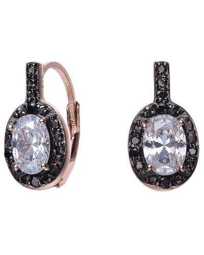 Genevive Jewelry 14k Rose Gold Vermeil Cz Earrings - Black