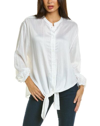 The Kooples Tie-front Silk-blend Top - White