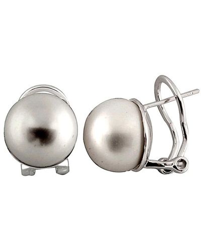 Splendid Silver 12-13mm Freshwater Pearl Earrings - Metallic