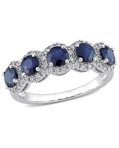 Rina Limor 14k 1.96 Ct. Tw. Diamond & Sapphire Half-eternity Ring - Blue