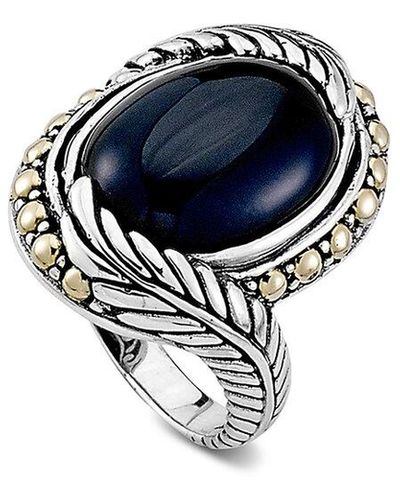 Samuel B. 18k & Silver 7.30 Ct. Tw. Black Onyx Oval Ring - Blue