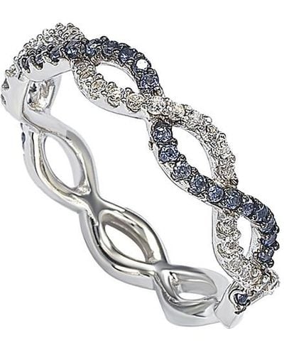 Suzy Levian Silver 1.02 Ct. Tw. Diamond & Sapphire Eternity Ring - Metallic