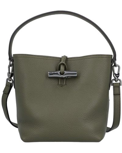 Longchamp Roseau Essential Xs Leather Bucket Bag - Black