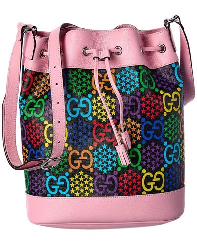 Gucci GG Leather Bucket Bag - Pink