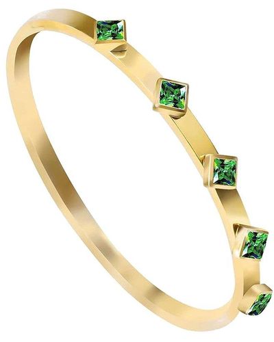 Liv Oliver 18k Plated 2.25 Ct. Tw. Green Quartz Bangle Bracelet - Metallic