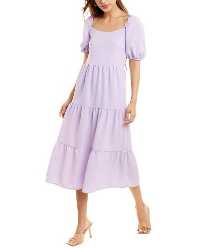 emmie rose Short Sleeve Midi Dress - Purple
