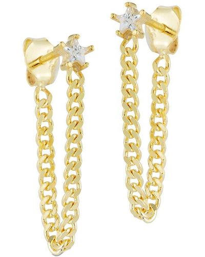 Glaze Jewelry 14k Over Silver Cz Star Chain Earrings - Metallic