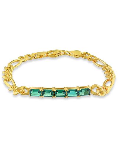 Rina Limor Gold Over Silver 2.25 Ct. Tw. Emerald Birthstone Link Bracelet - Metallic
