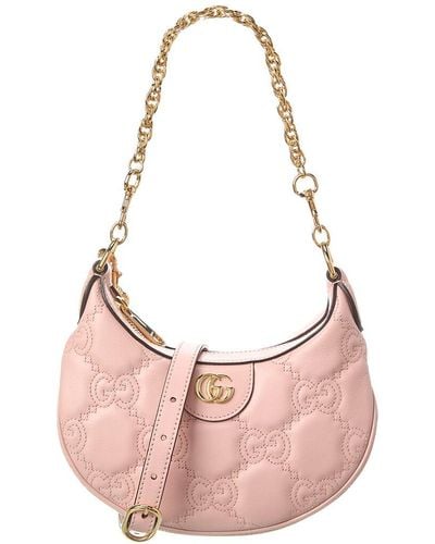 Gucci GG Matelasse Mini Leather Hobo Bag - Pink