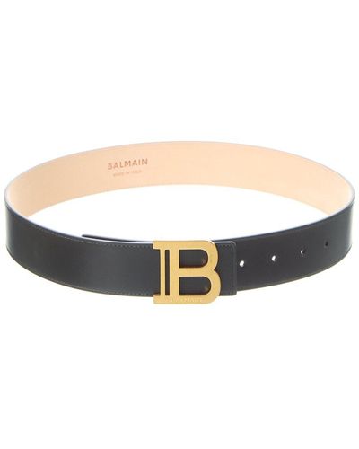 Balmain B Buckle Leather Belt - Gray