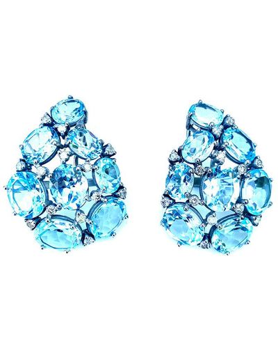 Arthur Marder Fine Jewelry Silver 0.90 Ct. Tw. Diamond & Topaz Earrings - Blue