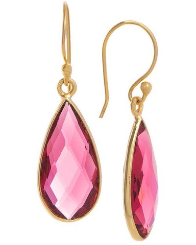 Saachi 18k Plated Rose Quartz Drop Earrings - Pink