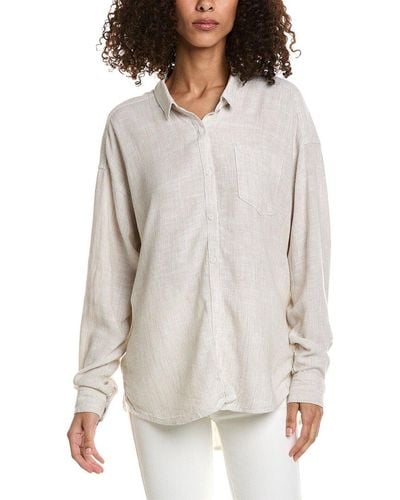Splendid Button-down Linen-blend Shirt - Gray