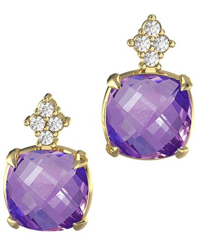 I. REISS 14k 7.20 Ct. Tw. Diamond & Amethyst Drop Earrings - Purple