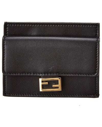 Fendi Leather Card Holder - Black