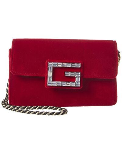 Gucci Square G Velvet Shoulder Bag - Red