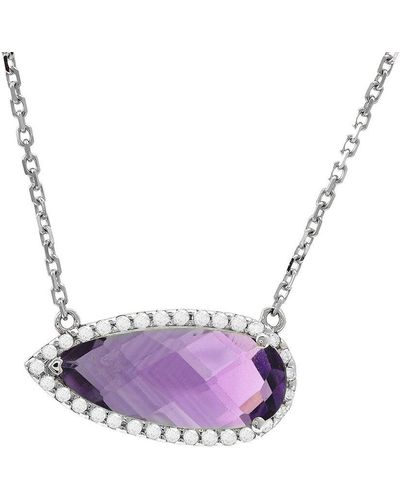 Gemstones 14k 2.16 Ct. Tw. Diamond & Amethyst Necklace - Purple