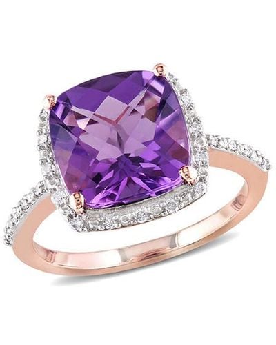 Rina Limor 10k Rose Gold 3.60 Ct. Tw. Diamond & Amethyst Ring - Purple