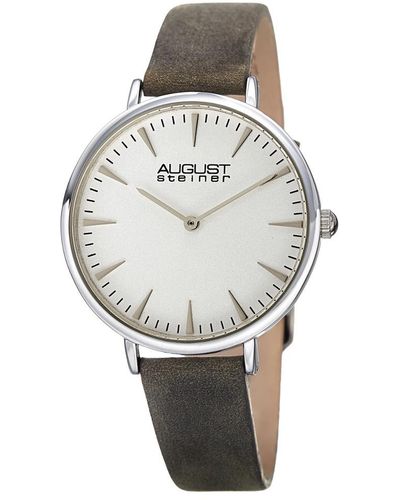 August Steiner Genuine Leather Watch - Gray