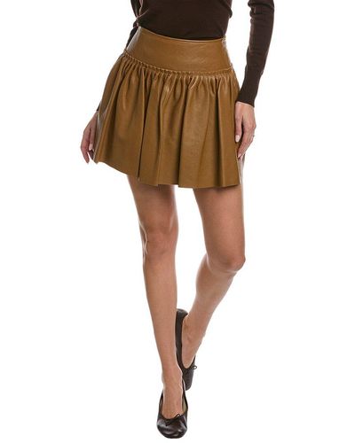 Max Mara Tritone Leather Mini Skirt - Brown