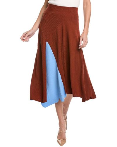 Lafayette 148 New York Sunburst Silk-blend Midi Skirt - Brown