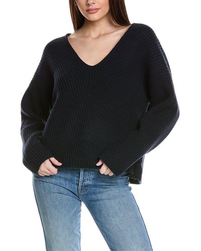 Theory Easy V-neck Wool-blend Sweater - Black