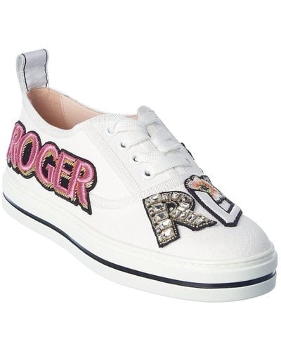 Roger Vivier Call Me Vivier Patch Canvas Sneaker - White