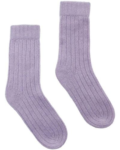 Portolano Cashmere Ribbed Socks - Purple
