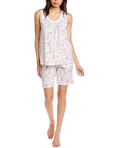 Carole Hochman 2pc Bermuda Short Pajama Set - White