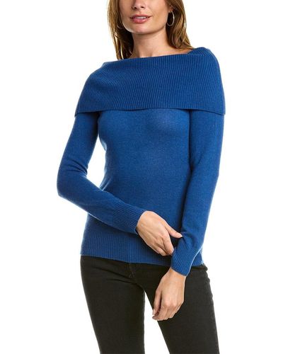 Forte Marilyn Off-the-shoulder Cashmere Pullover - Blue