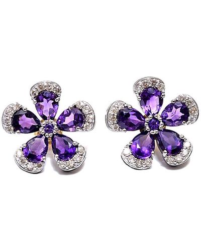 Arthur Marder Fine Jewelry Silver 0.80 Ct. Tw. Diamond & Amethyst Earrings - Purple