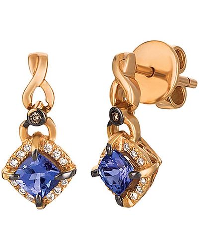Le Vian Le Vian 14k Rose Gold 0.68 Ct. Tw. Diamond & Tanzanite Earrings - Multicolor