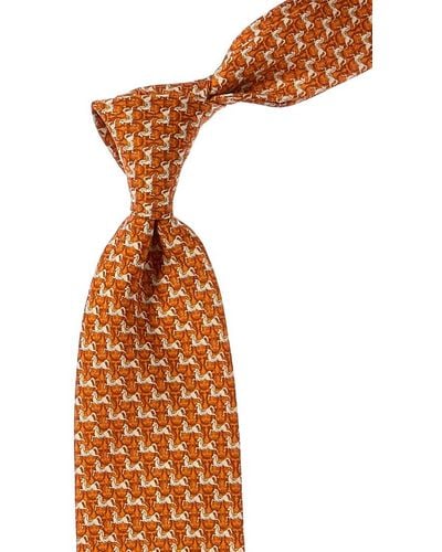 Ferragamo Orange Mustang Silk Tie