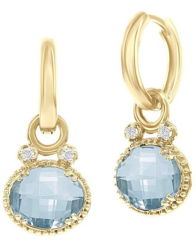I. REISS 14k 6.10 Ct. Tw. Diamond & Blue Topaz Earrings