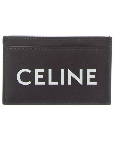 Celine Logo Leather Card Case - Black