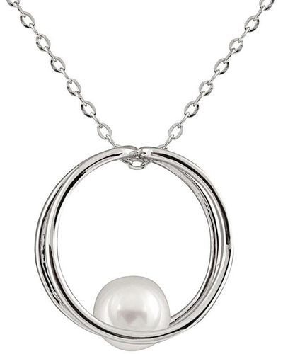Splendid Silver 7-8mm Freshwater Pearl Pendant Necklace - Metallic
