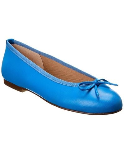 French Sole Emerald Leather Flat - Blue