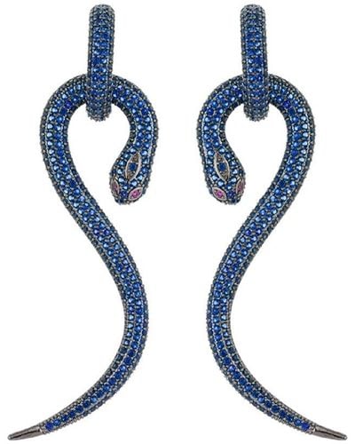 Eye Candy LA Luxe Collection Cz Snake Drop Earrings - Blue