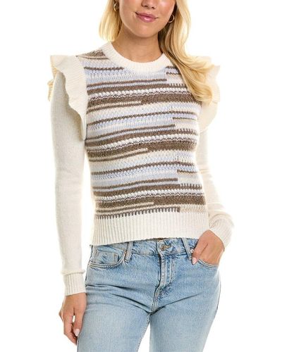 Autumn Cashmere Broken Stitch Cashmere Sweater - White